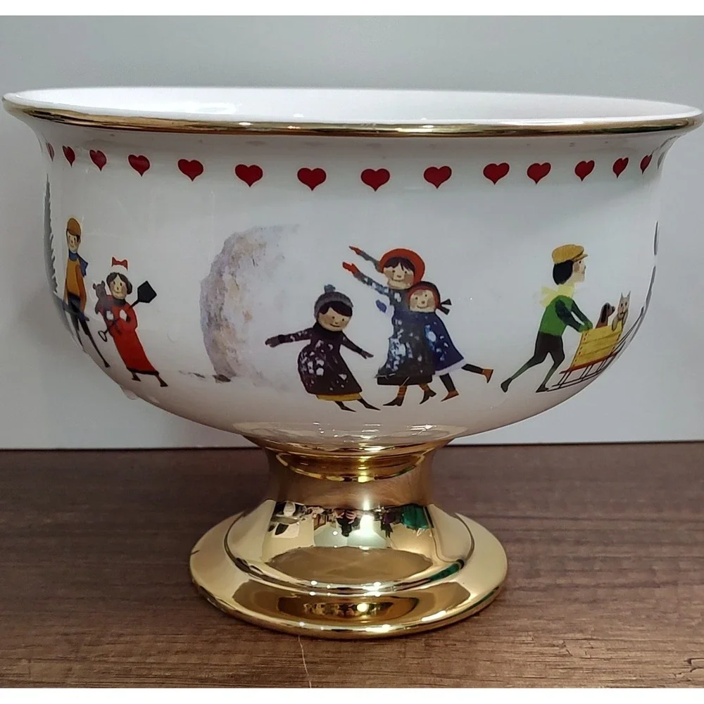 Charles Wysocki Love 2000 porcelain pedestal compote Fruit Bowl Teleflora